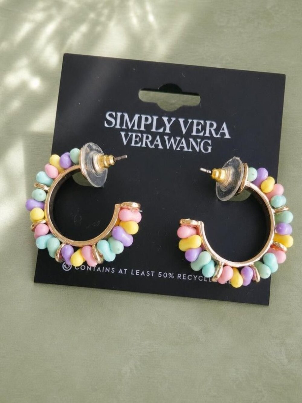 Simply Vera Beaded Hoop Earrings Multicolor Size 1.2